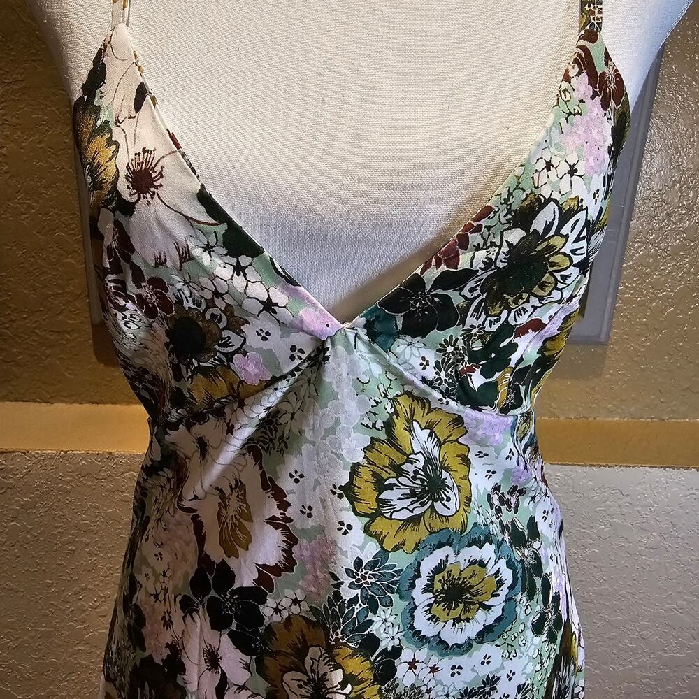 Commense Size S Floral Open Back Tie Maxi Dress Cottagecore Romantic Coquette - Picture 7 of 10